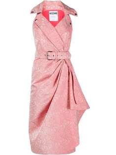 Moschino жаккардовое платье с цветочным узором и поясом