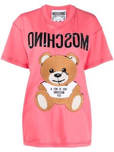 Moschino футболка с вышивкой Teddy Bear