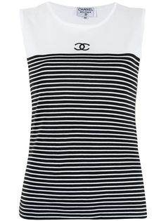 Chanel Pre-Owned полосатый топ без рукавов