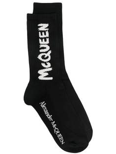 Alexander McQueen носки в рубчик с логотипом