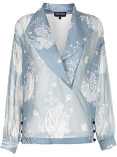 Giorgio Armani двубортная рубашка с цветочным принтом