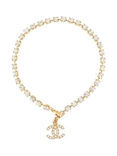 Chanel Pre-Owned позолоченный браслет 1995-го года с логотипом CC и стразами