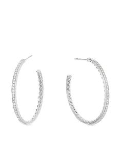 David Yurman серебряные серьги-кольца с бриллиантами