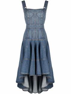 Alexander McQueen джинсовое платье с квадратным вырезом