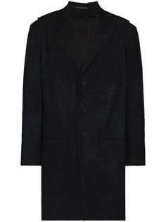Yohji Yamamoto длинная куртка-рубашка с графичным принтом