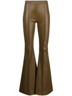 Rosetta Getty расклешенные кожаные брюки с защипами