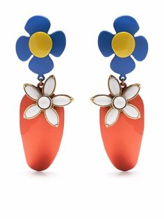 Saint Laurent серьги-клипсы с цветочным декором