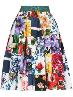 Dolce & Gabbana юбка в технике пэчворк с завышенной талией