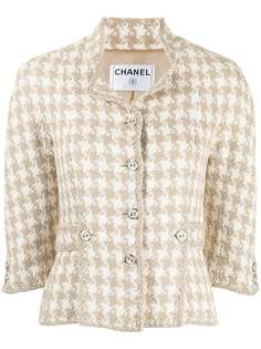 Chanel Pre-Owned твидовый жакет в ломаную клетку