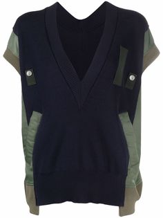 Sacai трикотажный топ со вставками