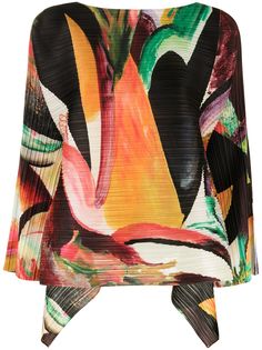 Pleats Please Issey Miyake плиссированная блузка с абстрактным принтом