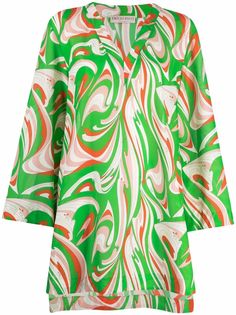Emilio Pucci пляжное платье с длинными рукавами и графичным принтом