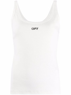 Off-White топ в рубчик с логотипом