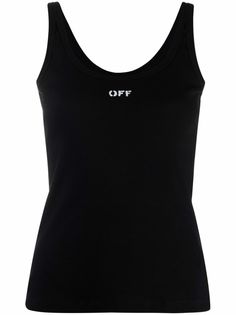 Off-White топ в рубчик с логотипом