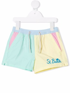 Mc2 Saint Barth Kids плавки-шорты в стиле колор-блок с вышитым логотипом