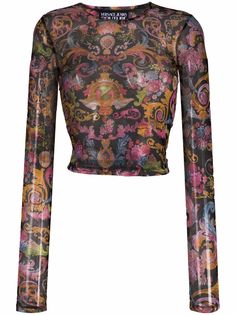 Versace Jeans Couture укороченный топ с принтом Versailles