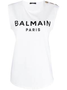 Balmain топ без рукавов с логотипом