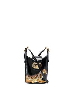 LANVIN сумка-ведро Swan с леопардовым принтом