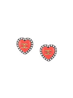 Chanel Pre-Owned серьги-клипсы 1995-го года с логотипом CC и стразами