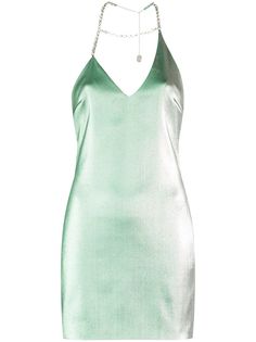 AREA платье мини с вырезом халтер и кристаллами