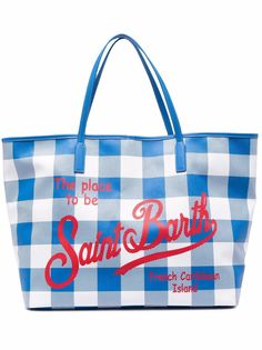 Mc2 Saint Barth сумка-тоут в клетку гингем с логотипом