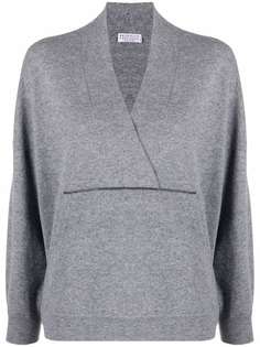 Brunello Cucinelli джемпер с V-образным вырезом и декором Monili