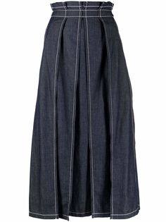 Odeeh джинсовая юбка с завышенной талией и складками