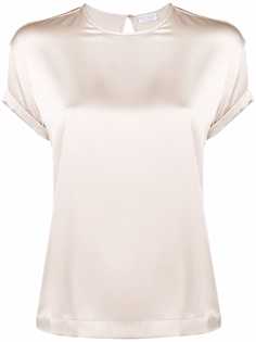 Brunello Cucinelli атласная футболка с декором Monili