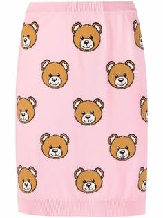 Moschino юбка вязки интарсия с логотипом Teddy Bear