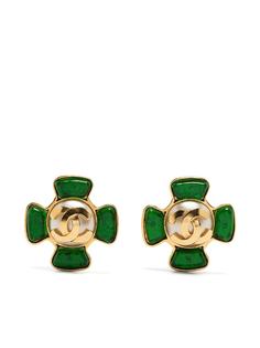 Chanel Pre-Owned серьги 1995-го года с искусственным жемчугом и логотипом CC