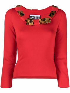 Moschino трикотажный топ с леопардовым принтом