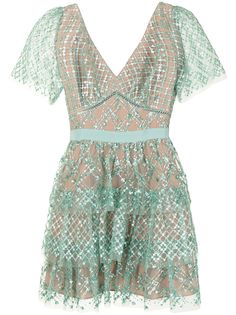 Self-Portrait sequin-embellished short-sleeve dress