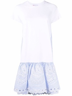 RED Valentino платье в полоску с вышивкой