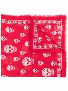 Alexander McQueen skull-print frayed scarf