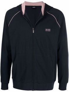 Boss Hugo Boss piped-trim zip-up hoodie