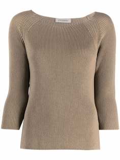 Gentry Portofino crop-sleeve knitted jumper