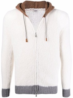 Eleventy colour-block zip-up knitted hoodie