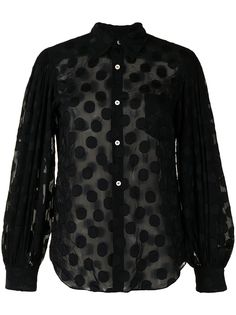 Comme Des Garçons полупрозрачная рубашка с вышивкой