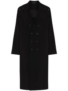 Yohji Yamamoto пальто с сетчатыми вставками и пуговицами на плечах