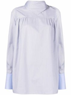 Victoria Victoria Beckham полосатая рубашка с высоким воротником
