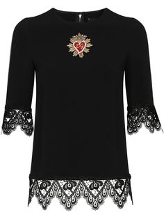 Dolce & Gabbana блузка Cady с кружевной отделкой
