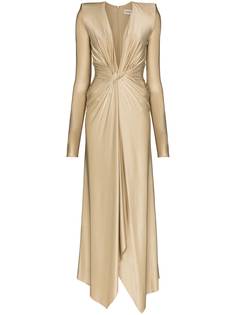 Alexandre Vauthier платье с эффектом металлик и V-образным вырезом