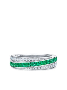 KWIAT кольцо Splendor из белого золота с бриллиантами и изумрудами