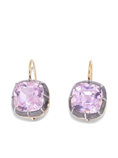 FRED LEIGHTON серьги-подвески из желтого золота с кунцитами