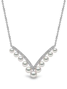 Yoko London колье Sleek из белого золота с жемчугом и бриллиантами