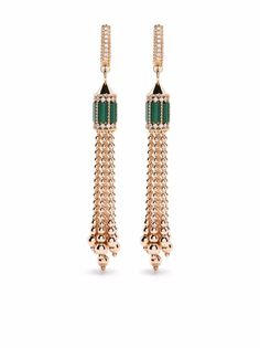 Roberto Coin серьги Art Deco из розового золота с малахитом и бриллиантами
