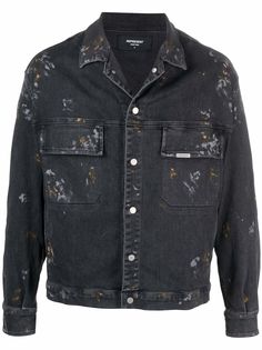 Represent джинсовая куртка с эффектом разбрызганной краски