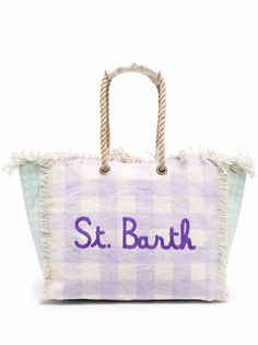 Mc2 Saint Barth пляжная сумка в клетку с логотипом