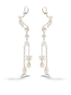 TASAKI серьги Waterfall из розового золота с бриллиантами и жемчугом