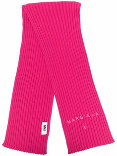 MM6 Maison Margiela logo-embroidered rib-knit scarf